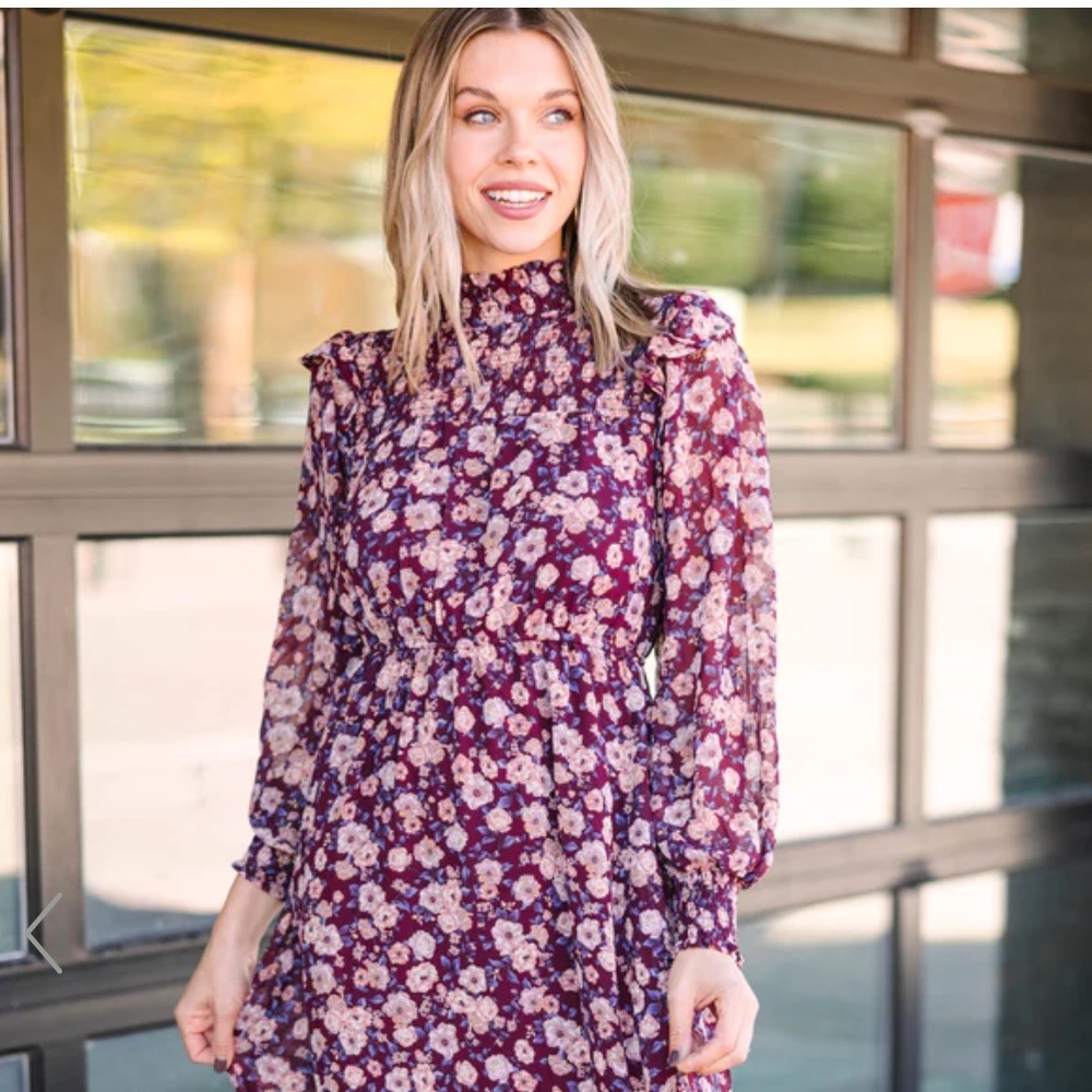 Floral Midi Dress - Size Large